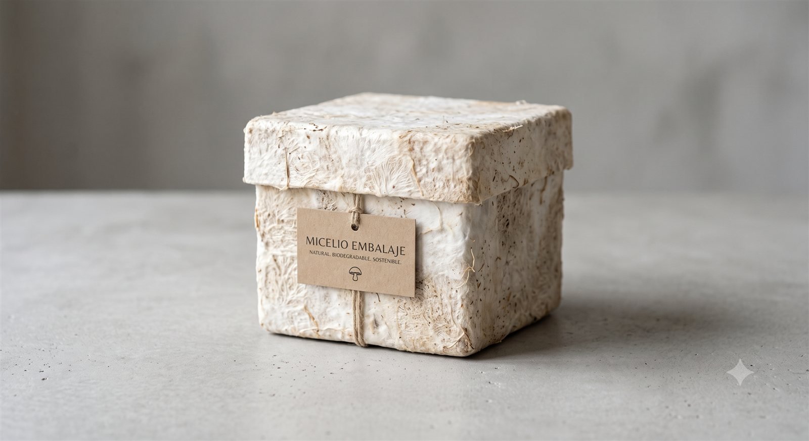 Envase de embalaje biodegradable hecho de micelio de hongos